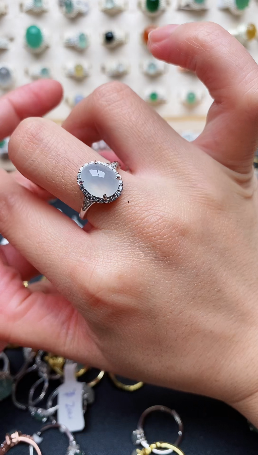 【闪购商品】翡翠戒指银S925镶嵌天然翡翠 333 6+