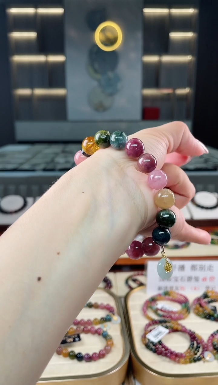未镶嵌老矿碧玺单圈手串11mm+碧玺（多样性发一条）T