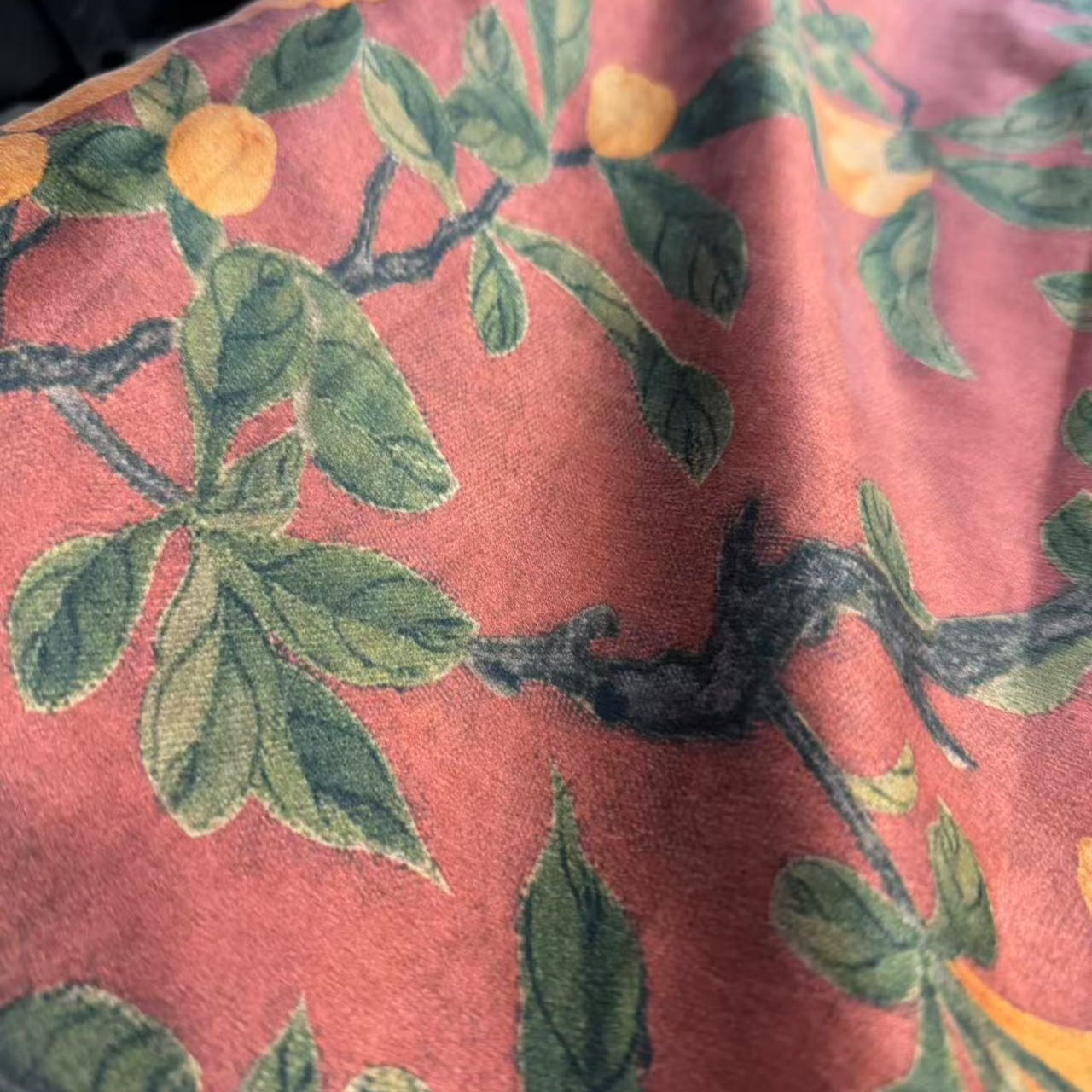 （喜物石榴花开）27/100%桑蚕丝高品质香云纱面料