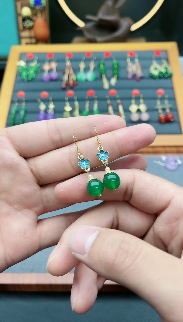 【闪购商品】玛瑙/玉髓耳钉银S925镶嵌527000