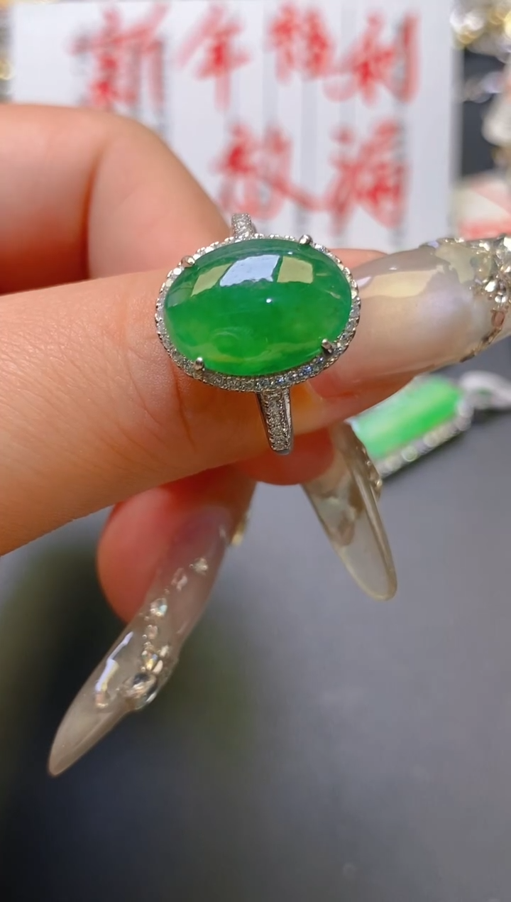 【闪购商品】翡翠耳饰银S925镶嵌天然A货翡翠1