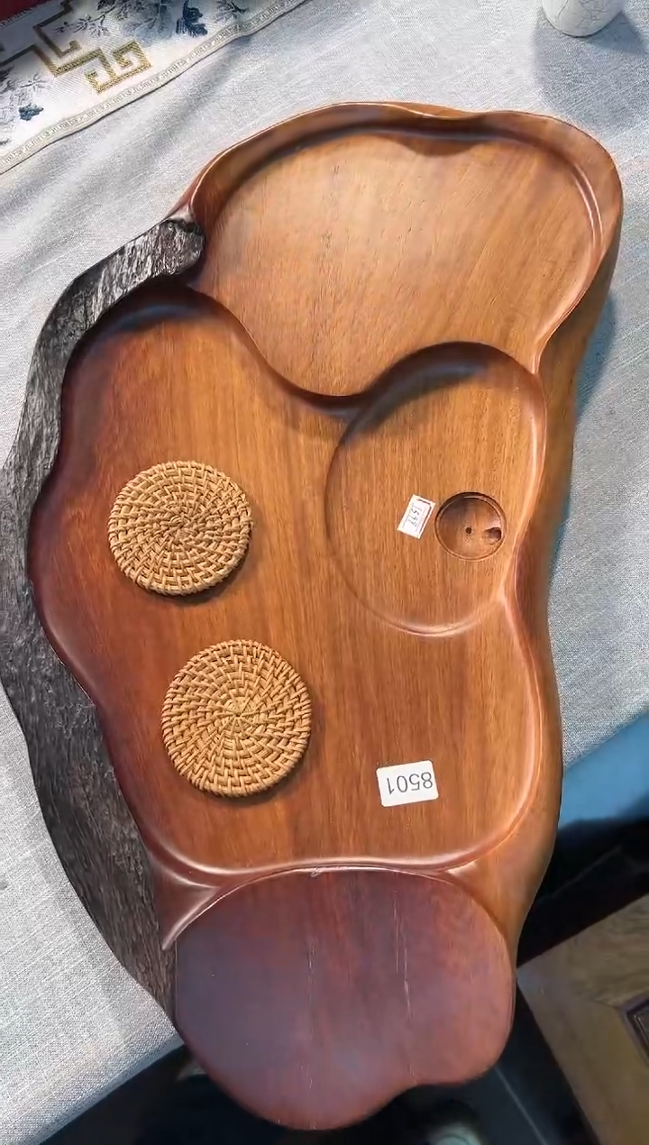 【闪购商品】大果紫檀（缅甸花梨）茶盘8501