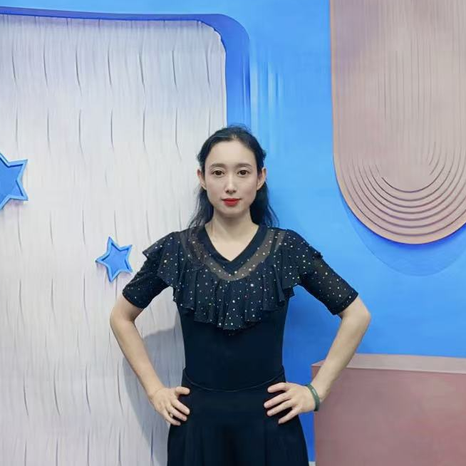 欢舞阁花仙飞舞摩登舞吉特巴舞蹈服广场舞亮片气质V领女舞衣A0748