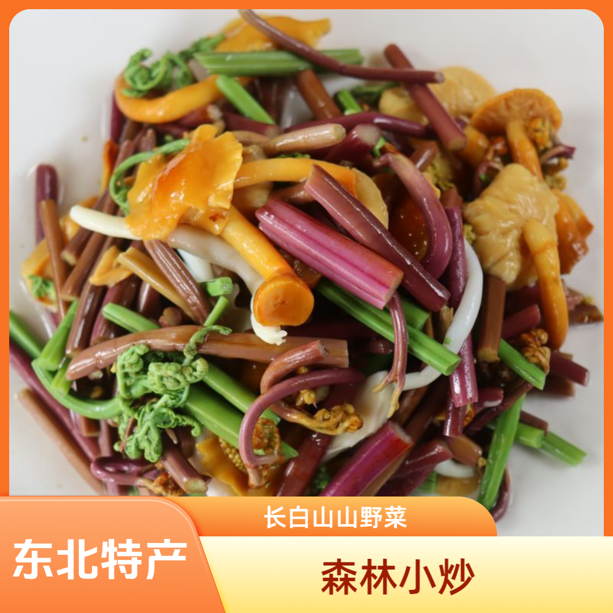 长白山正宗山野菜森林小炒(酱腌菜)蕨菜蘑菇混合500g/袋装