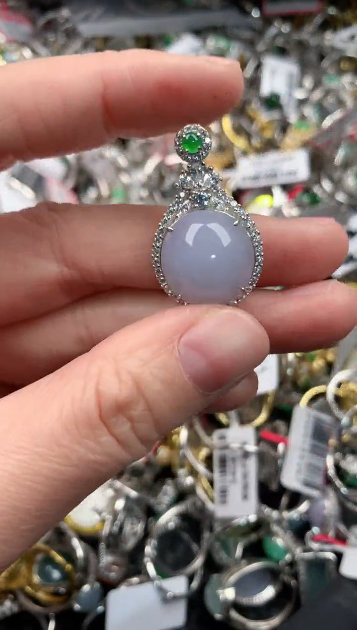 银S925镶嵌戒指翡翠666   3