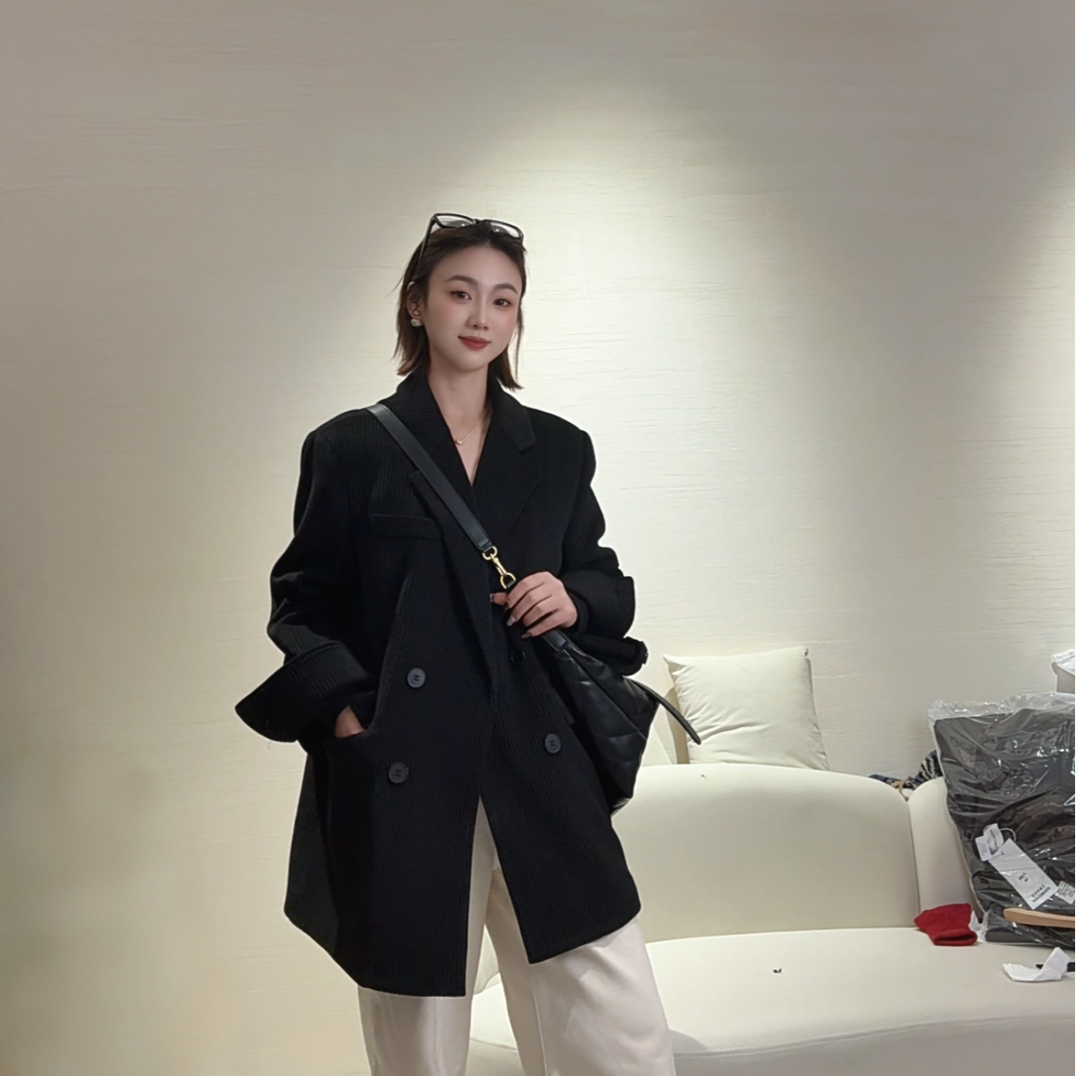 中长款女纯色韩版正肩女西装韩版冬季西服外套（2588#）款