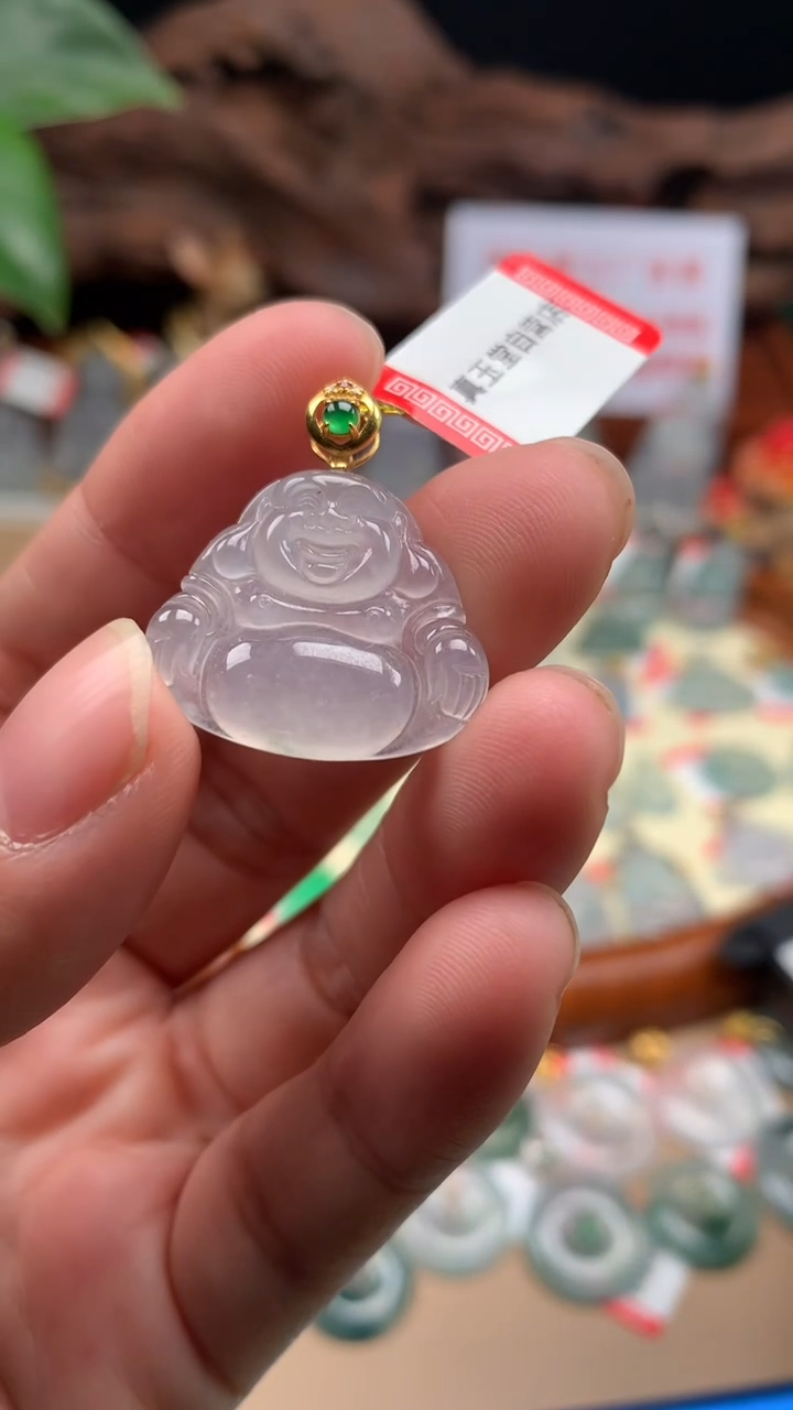 【闪购商品】翡翠吊坠(不含链)18K金镶嵌佛公