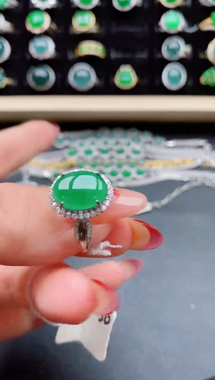 【闪购商品】翡翠戒指银S925镶嵌508550