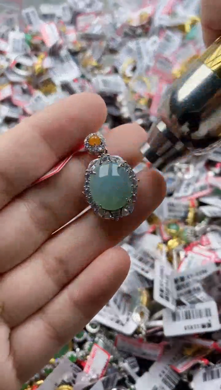 翡翠戒指银S925镶嵌11111---8