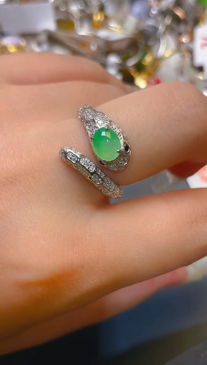 【闪购商品】翡翠耳饰银S925镶嵌天然A货翡翠1