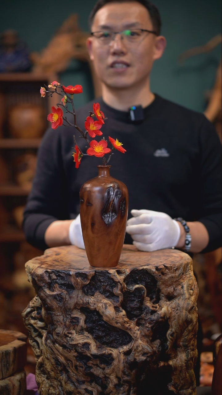 【闪购商品】枣木雷击枣木梅瓶