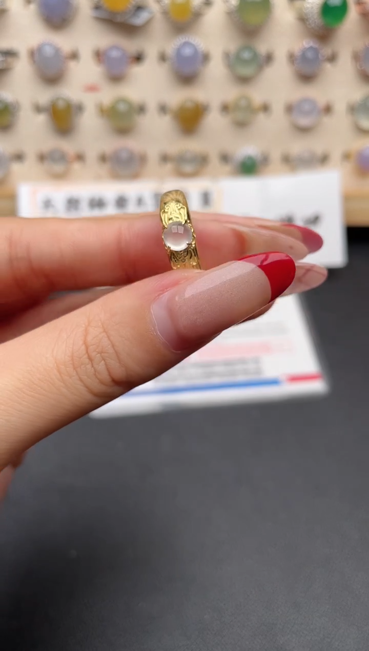 【闪购商品】翡翠戒指银S925镶嵌一物一证一礼盒