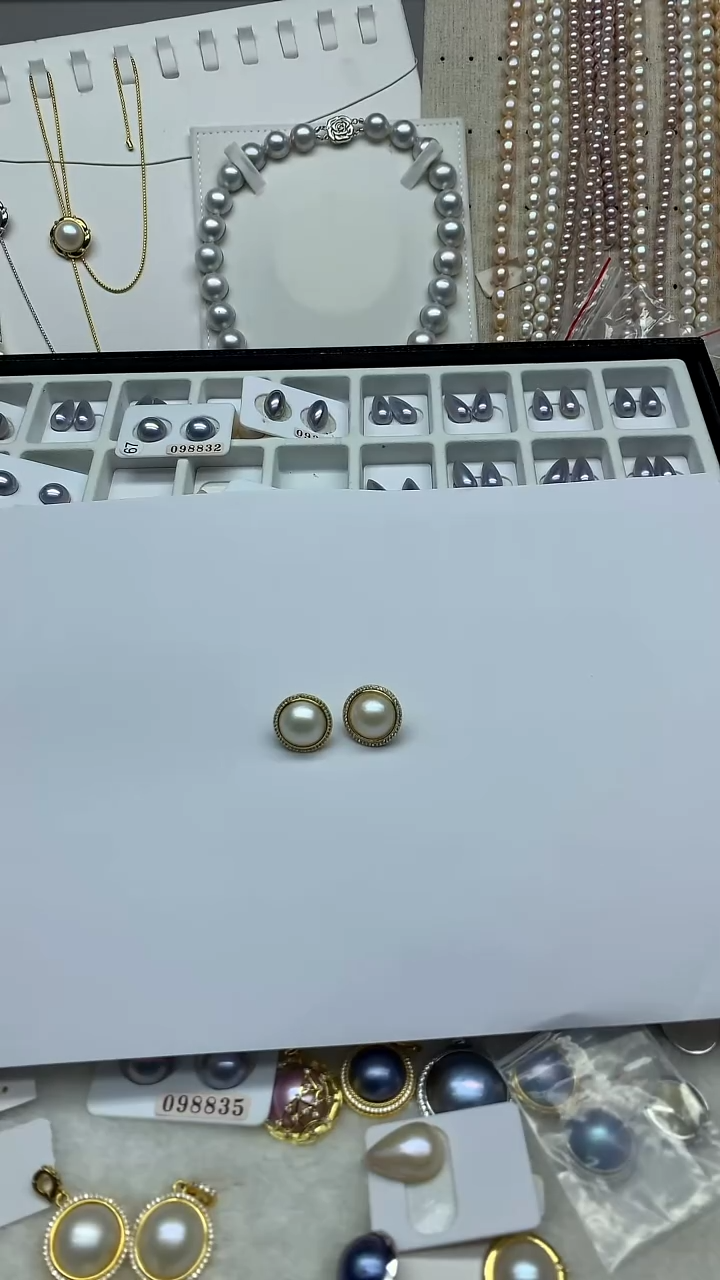 耳饰拼合珍珠（马贝珠）合金马贝珍珠耳钉
