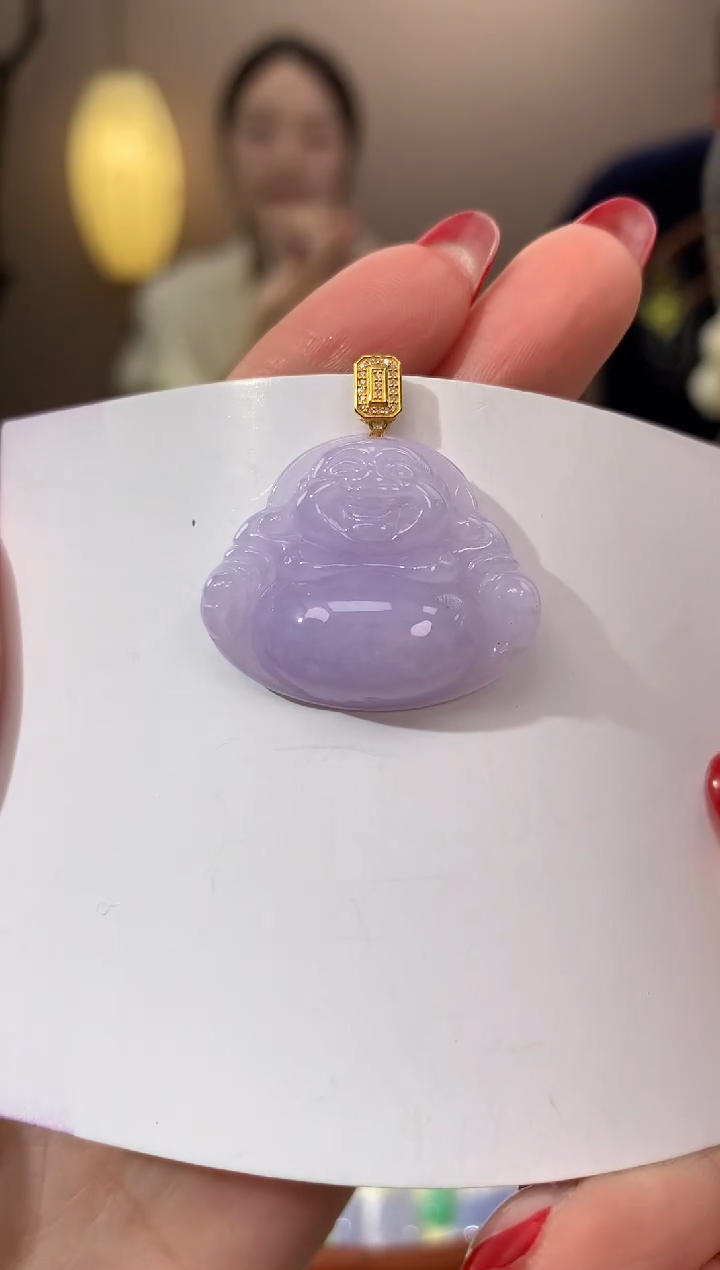 【闪购商品】翡翠颈饰18K金镶嵌天然缅甸a货翡翠