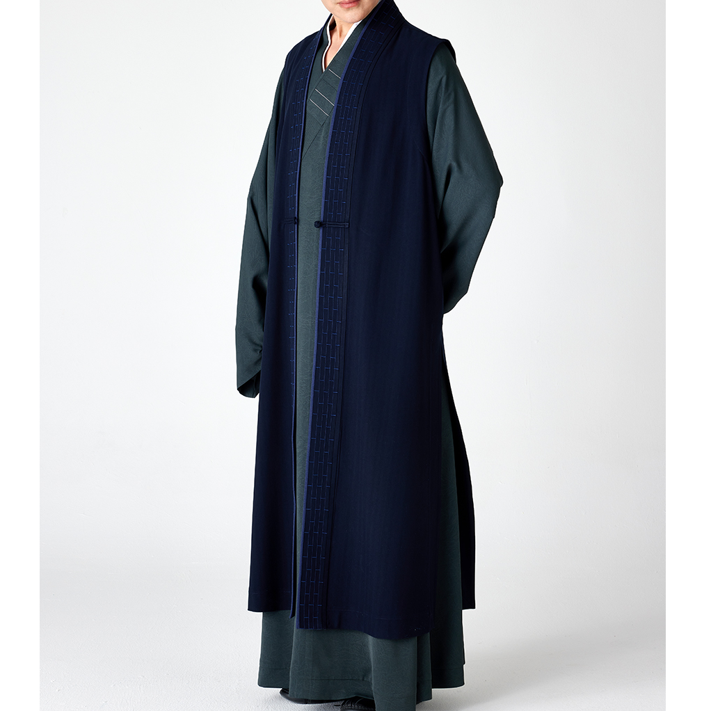 厦梵僧服秋冬伽蓝褂厚款保暖抗皱长款马甲砍肩出家僧人