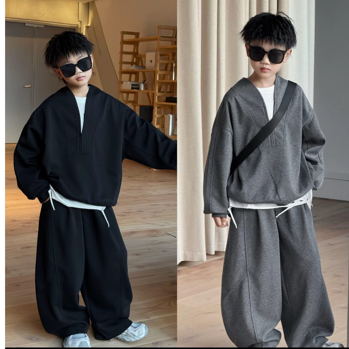 [现货]男童休闲秋季套装2025韩版新款儿童运动两件套男孩春秋长裤