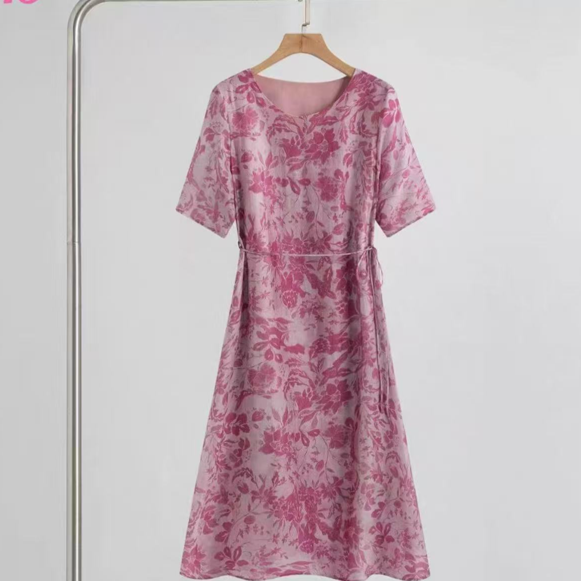 1099国色天香裙高端领透气夏季妈妈装连衣裙