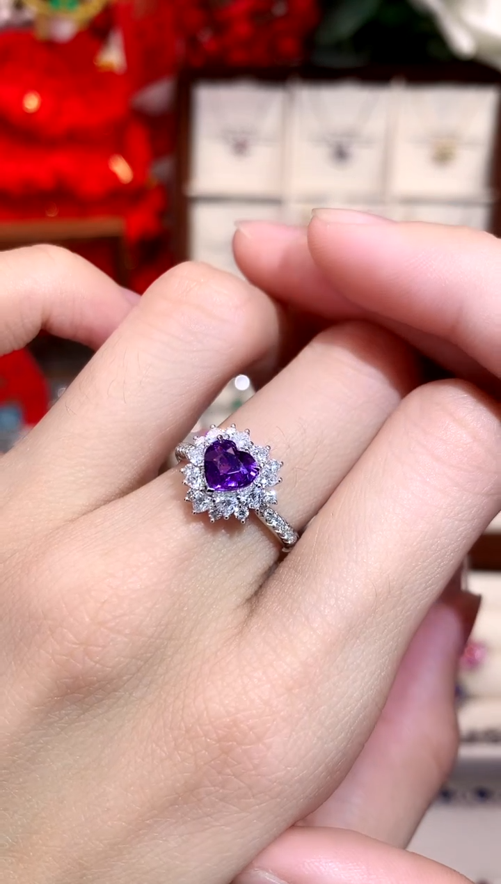 【闪购商品】彩色蓝宝石戒指18K金镶嵌1.11ct/天然宝石/七天无理由