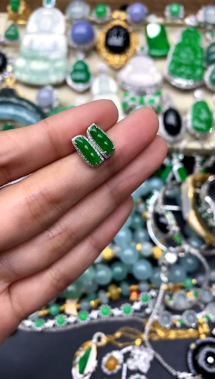 【闪购商品】翡翠耳饰18K金镶嵌331-中国好珍宝