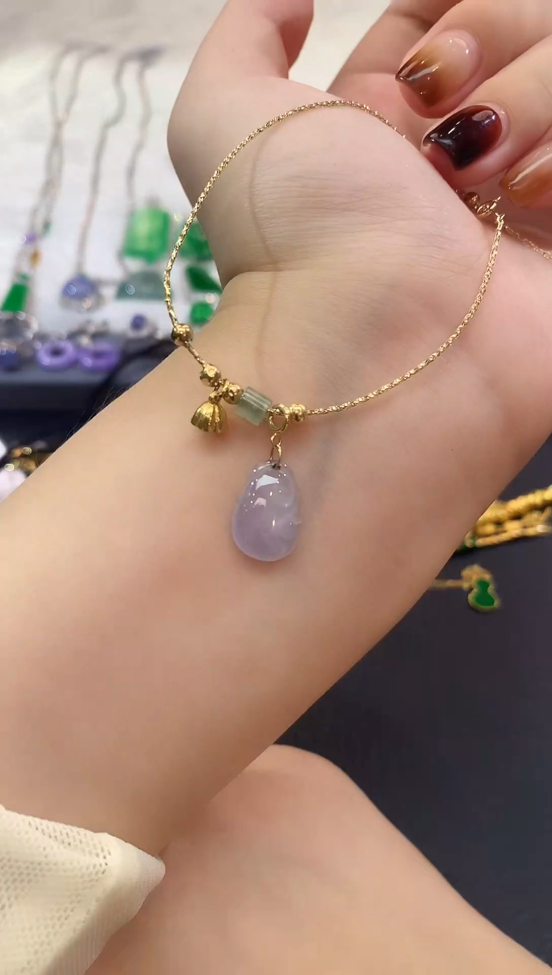 颈饰18K金镶嵌翡翠119-手链