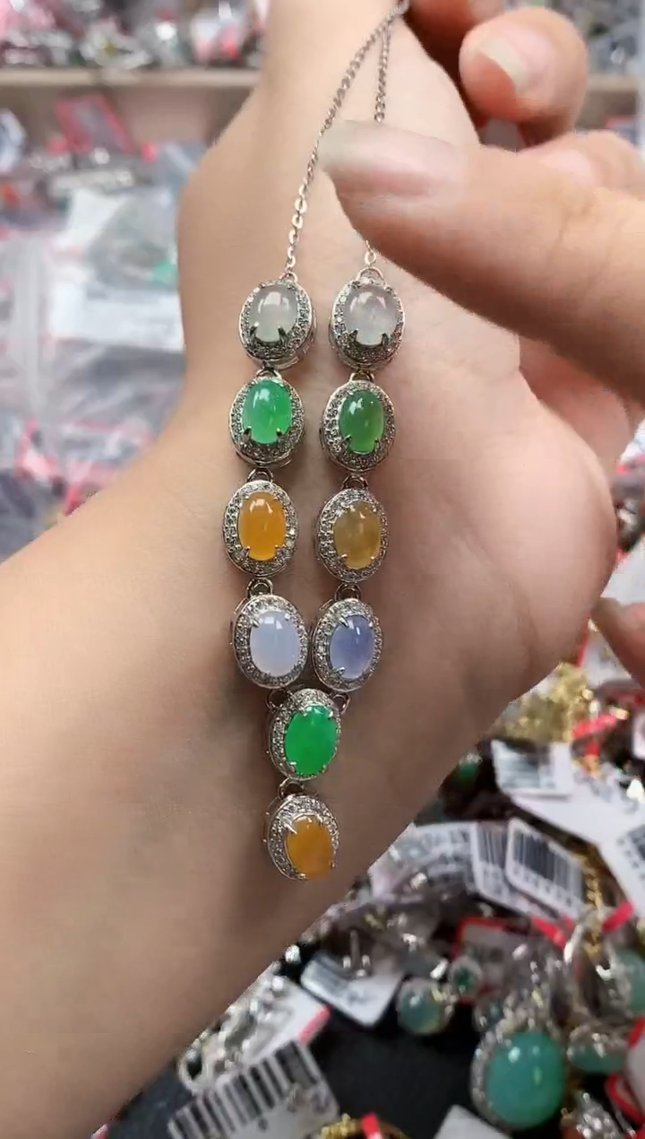 银S925镶嵌戒指翡翠天然A货缅甸翡翠