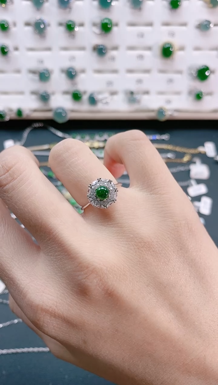 【闪购商品】翡翠戒指银S925镶嵌天然翡翠