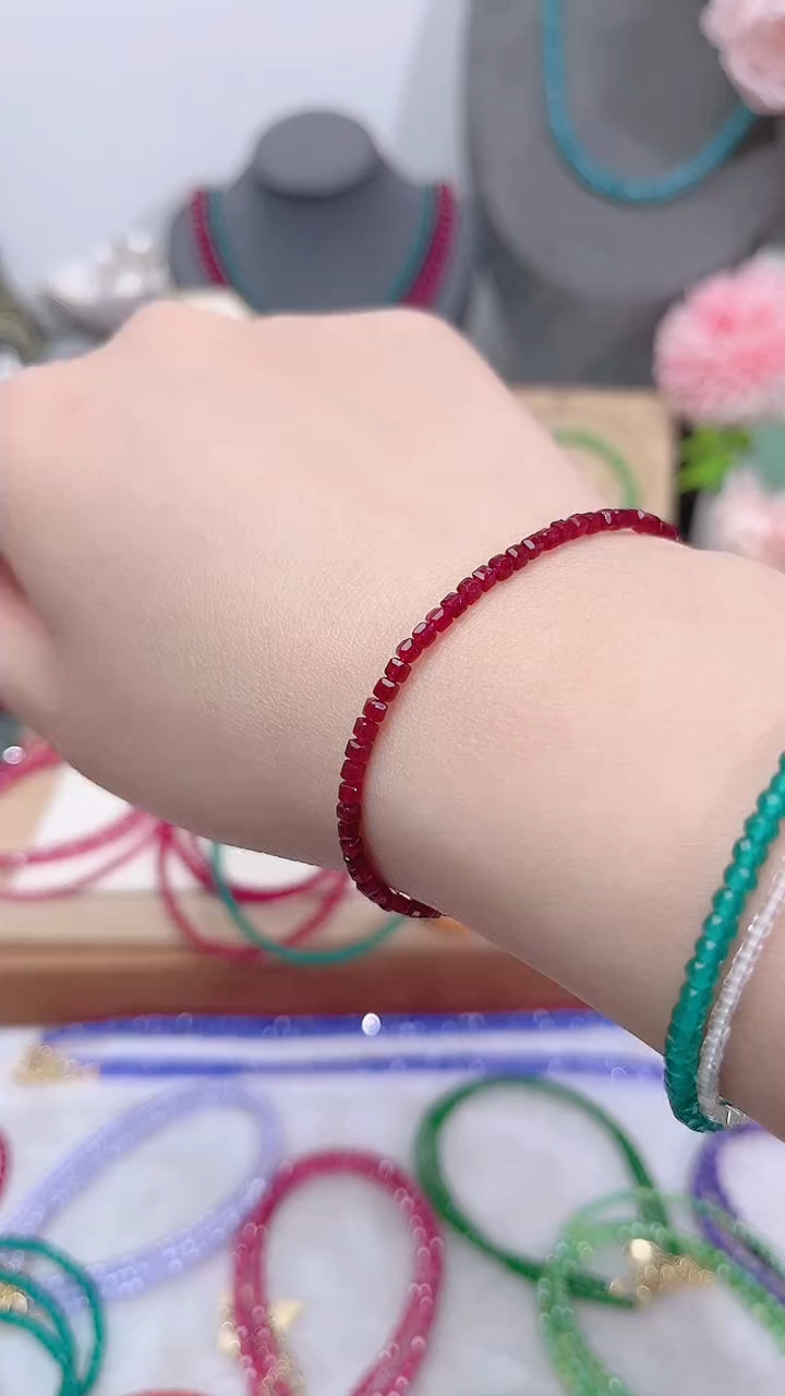 银S925镶嵌手链红宝石姨妈56