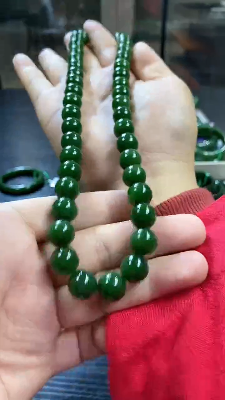 【闪购商品】和田玉碧玉妈妈链12mm未镶嵌一个