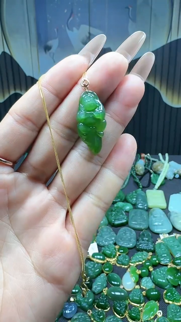 【闪购商品】和田玉吊坠(不含链)18K金镶嵌1