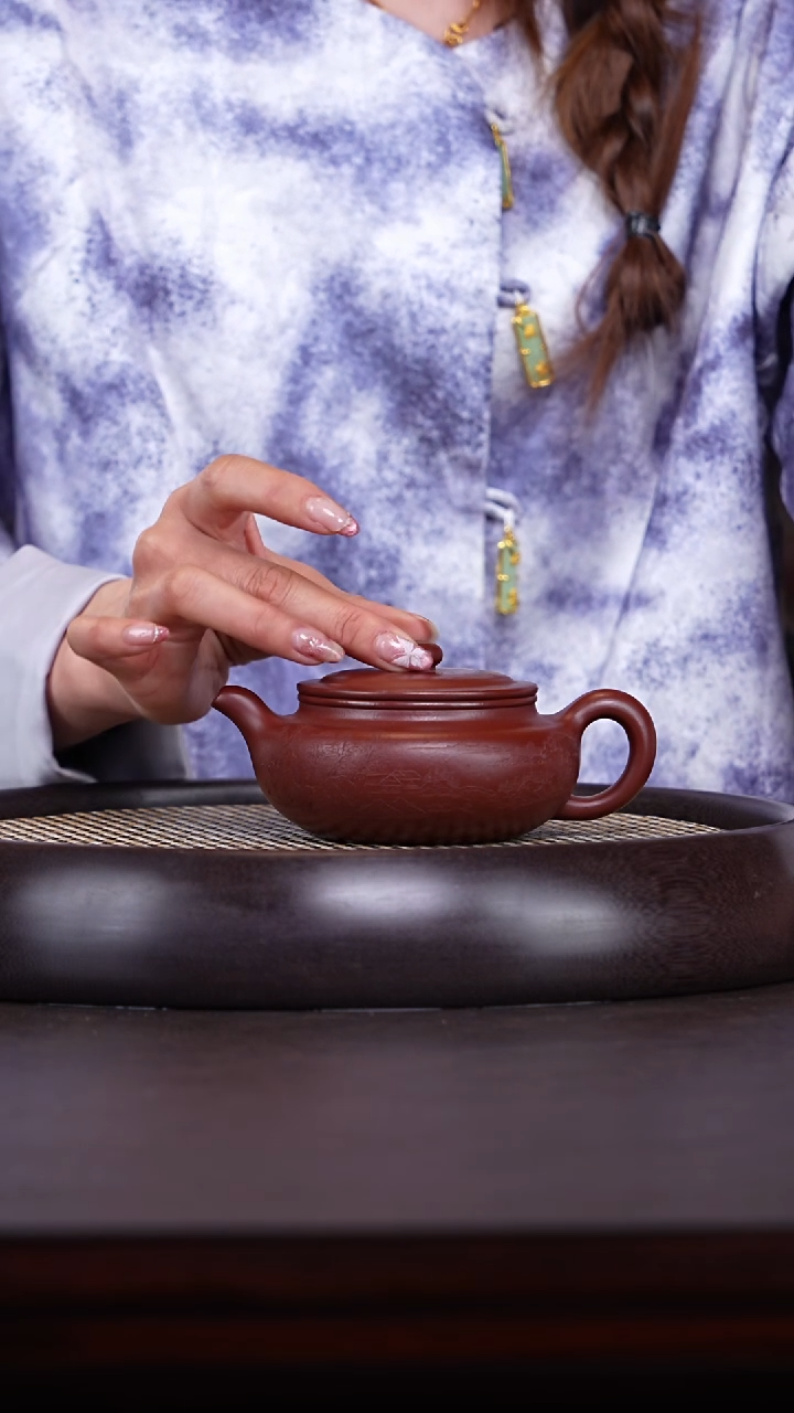 【闪购商品】紫砂茶壶十竹斋14-28 龙血砂扁腹