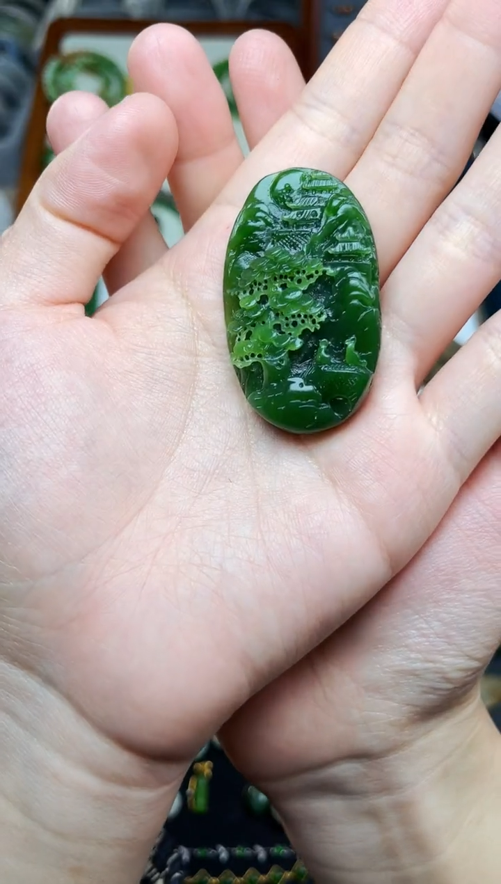 颈饰未镶嵌和田玉碧玉山水06