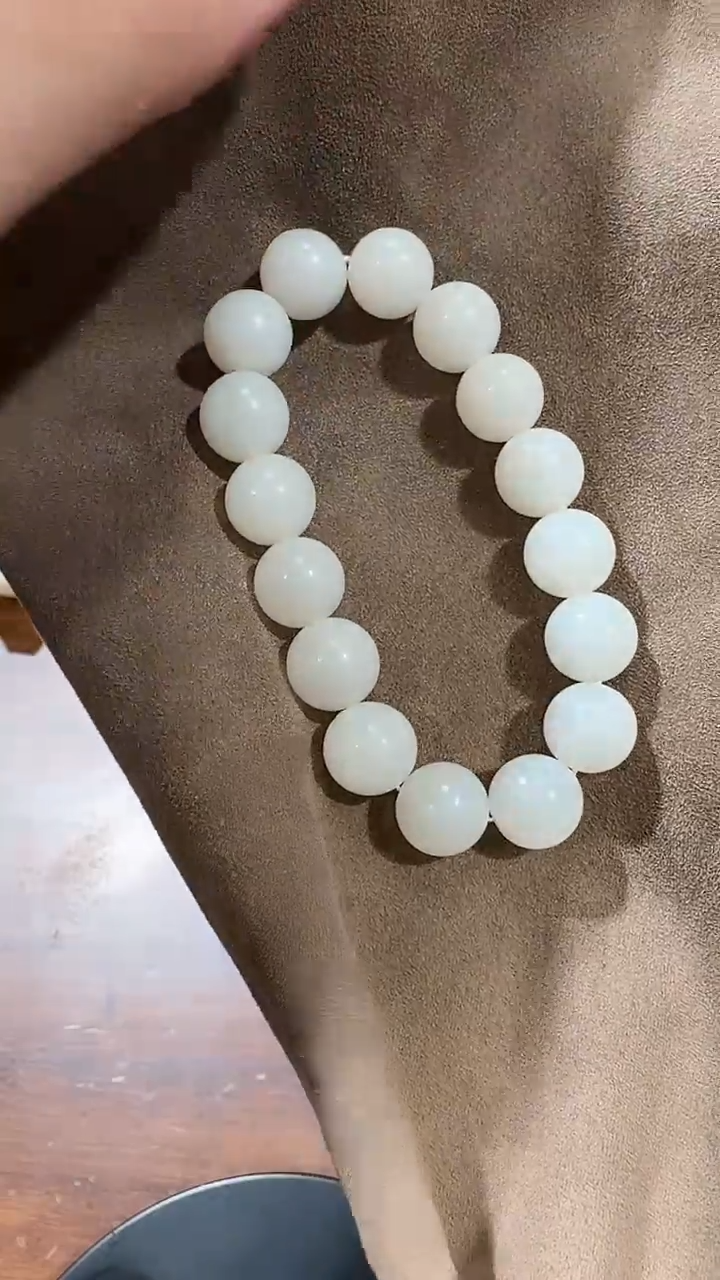 【闪购商品】和田玉手串未镶嵌1314 白玉12mm圆珠手串