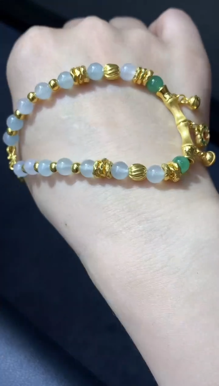 足金镶嵌手链翡翠556-中国好珍宝