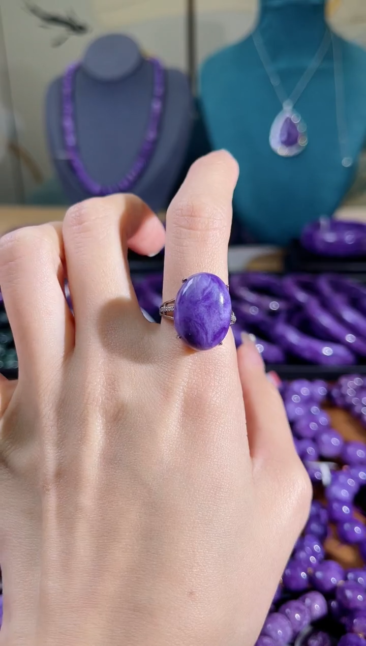 【闪购商品】查罗石（紫龙晶）戒指未镶嵌可调节