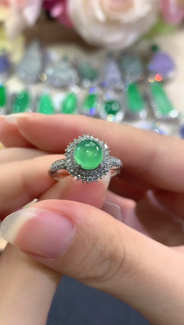 18K金镶嵌戒指翡翠d57    