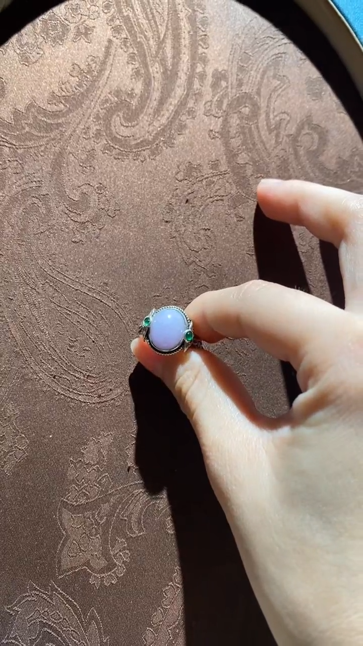 【闪购商品】翡翠戒指银S925镶嵌红翡绿翠14号