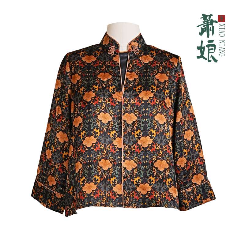 萧娘【‌绡华裳‌】香云纱新中式长袖女新中式桑蚕丝宽松国风上衣1917