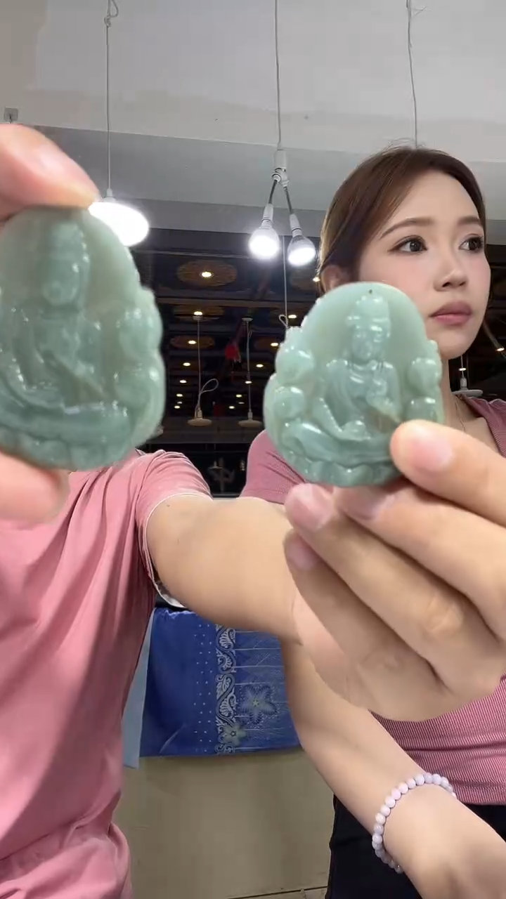 翡翠未镶嵌颈饰3739天然珠宝翡翠玉石观音带绳多样性发一个