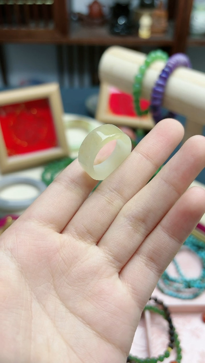 【闪购商品】和田玉指环未镶嵌和田玉糖料16+#宽版指环*1 HX