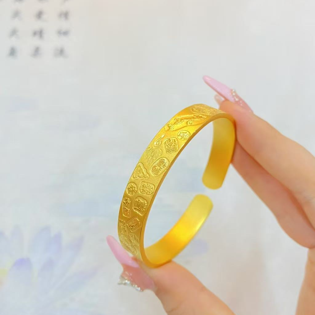 足银手镯 足银手镯 足银开口吉言经典时尚百搭款式过节送友亲友