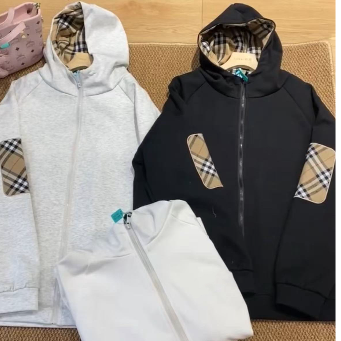 修身印花双面连帽卫衣