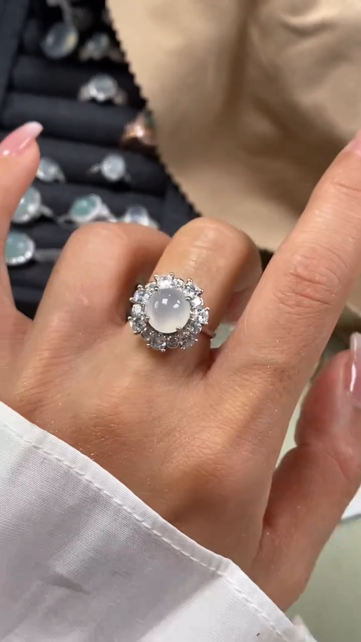 【闪购商品】翡翠戒指银S925镶嵌9300