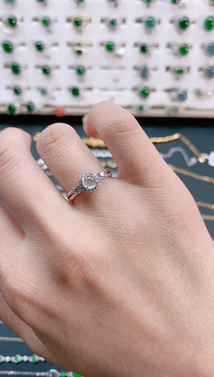 【闪购商品】翡翠戒指银S925镶嵌天然翡翠