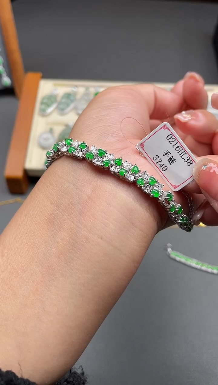 【闪购商品】翡翠手链银S925镶嵌0216HL38