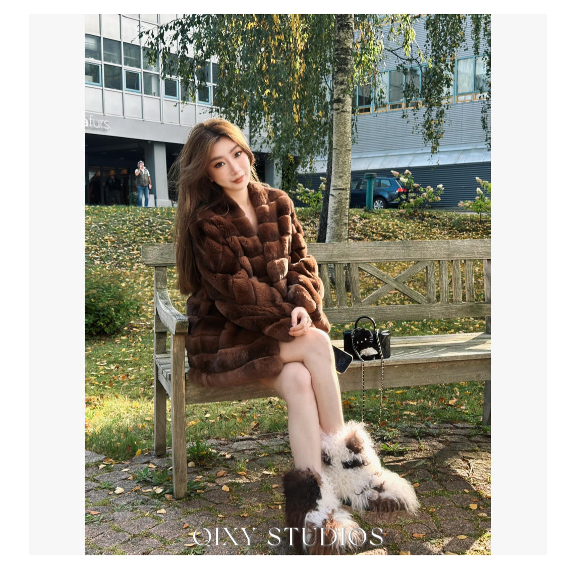 【粉丝专享】咖色南瓜袖青紫蓝兔龙猫皮草外套#BHNXSY-5皮草外套女