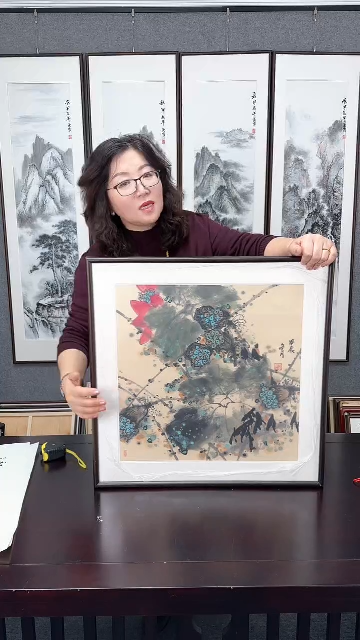 【闪购商品】国画荷花实木装裱