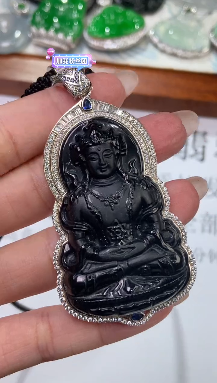 翡翠挂件银S925镶嵌2227629/度母/多样性发一件