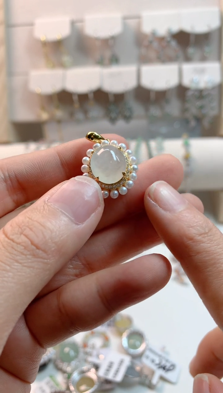 翡翠银S925镶嵌吊坠(不含链)3号