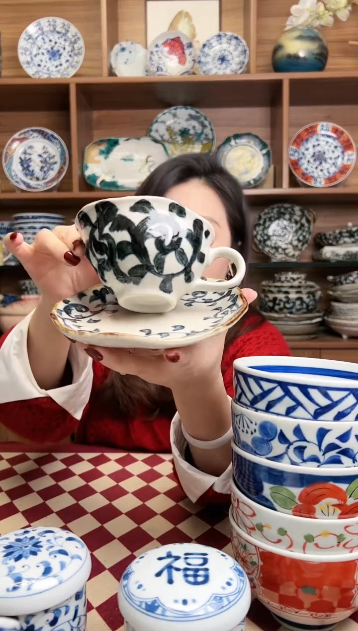 【闪购商品】瓷片章鱼唐草  红茶杯套装