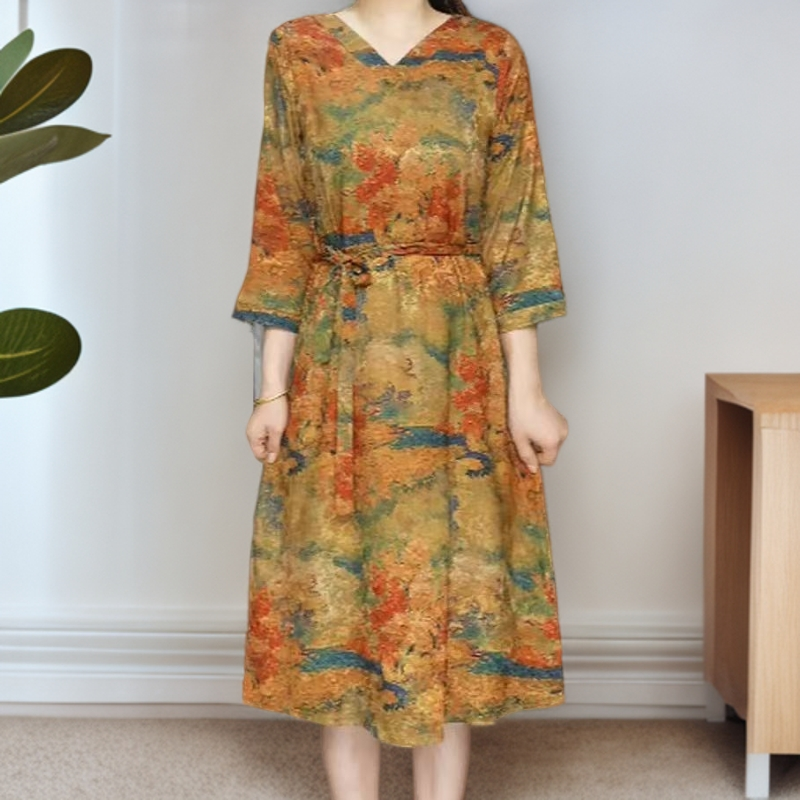 969【金霞】高端订制连衣裙 休闲女士夏季复古宽松